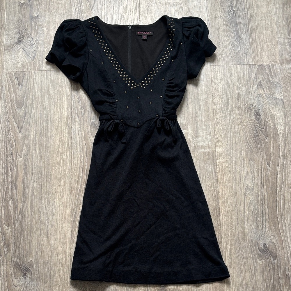 Betsy Johnson Elegant Black Studded Dress